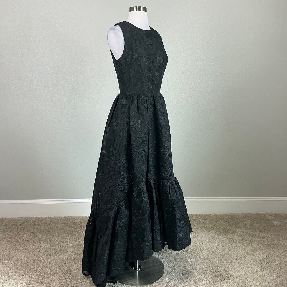 Mac Duggal 20714 High Low A-Line Evening Gown Metallic Black Size 6 Formal Dress - Picture 3 of 12